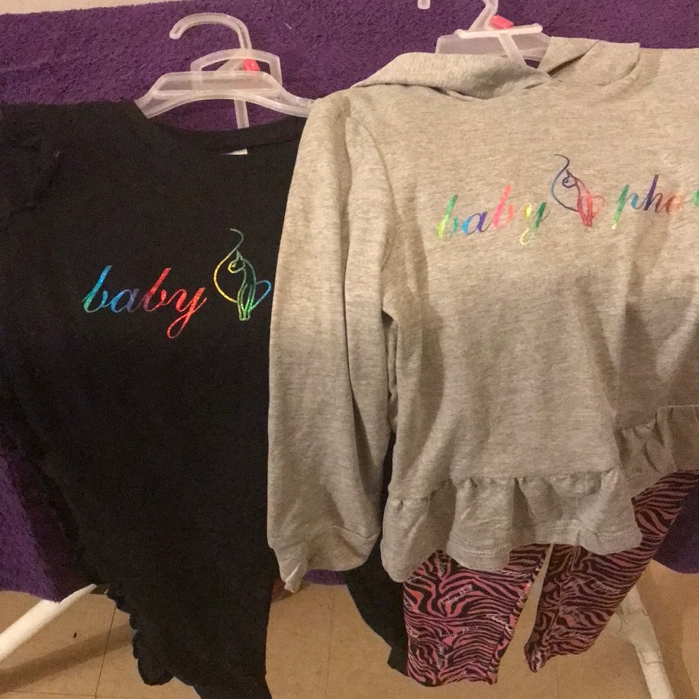 Rainbow Metallic “Baby Phat” Script Leggings/Pants Sets Size 4
